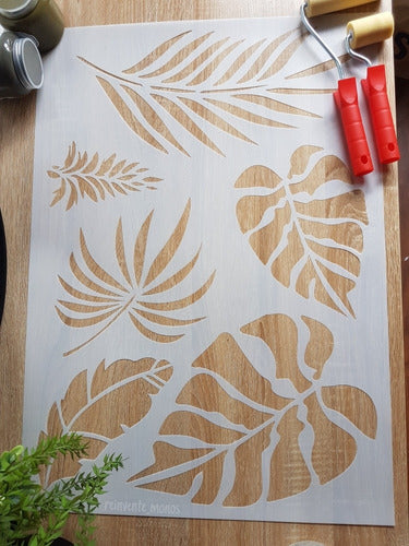 Stencil 50x70 Hojas Tropicales 0