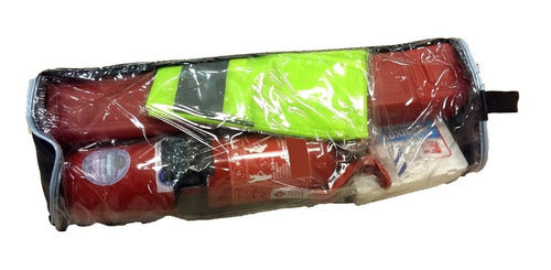 Safety Kit for Vehicle Inspection - Fire Extinguisher, First Aid Kit, Reflective Vest, Warning Triangles, Tow Rope, Transport Bag 1