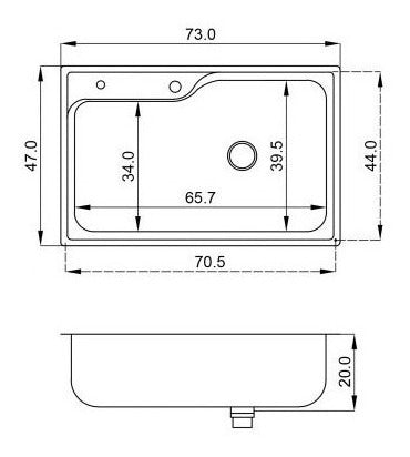 Mi Pileta Bacha Cocina Simple 802-E Svelta Acero (68x41x20) 1