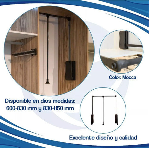 Unihopper Perchero Elevador Ropa 60-83 Cierre Suave Placard 4