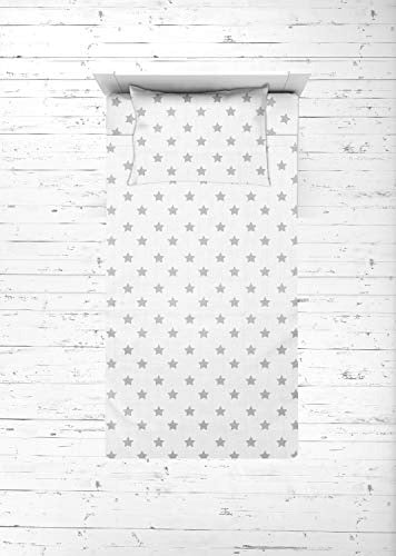 Bacati Stars Muslin 3 Piece Toddler Bed Sheet Set - Gray 0