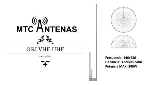 Antena Osj Jpole Bibanda Vhf Uhf Radioaficionado Mtc Antenas 0