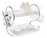 Rebaratoo Chrome 2-Tier Dish Drainer Rack for Plates, Cups, and Utensils 0