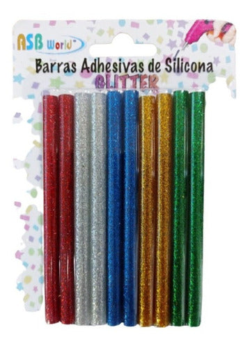 Barras Adhesivas Silicona Glitter 0,74cm X 10cm Pack X10 Un. 0