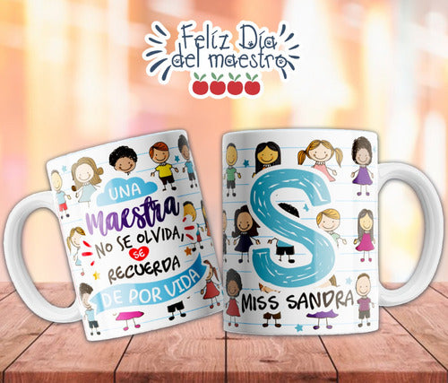 Plantillas Tazas Dia Del Maestro Iniciales Sublimar #t113 3