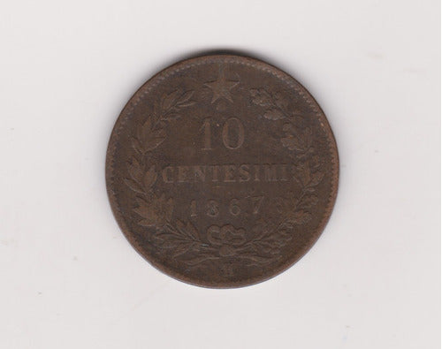 Moneda Italia 10 Centesimi Año 1867 H  Bueno 0