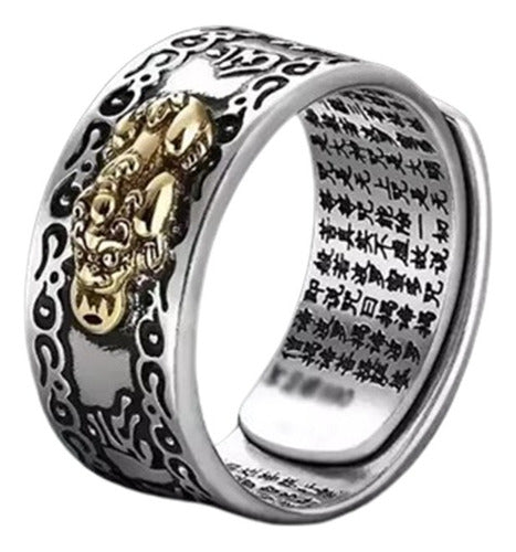 Burdah Adjustable Feng Shui Ring for Luck and Fortune - Silver 0