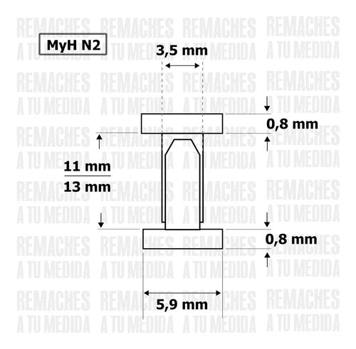 Remachesatumedida Remache Bronce Macho Hembra Combo X10 Juegos Nº2 / Nº3 / Nº4 7