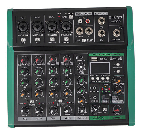 Hügel Digital Mixer Console 8 Channels 16 DSP Bluetooth Ctrl 0