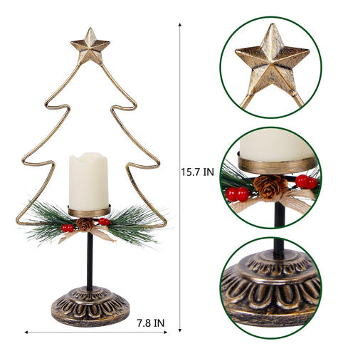 Candelabro Navideño Luces Batería 40cm Pack X 2 Unidades 1