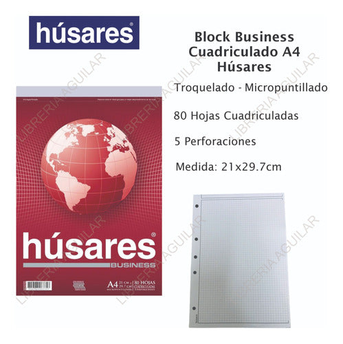 Húsares A4 Business Block - 10 Pack, 80 Sheets, Lined/Squared/Plain 1