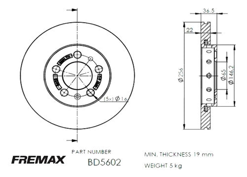 Disco De Freno Vw Fox 1.6 8v Suran 1.9 D Hasta 2015 2