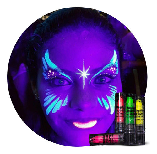 4 Maquillajes En Fluor Barra Luminoso Glow Neon Fluorescente 0