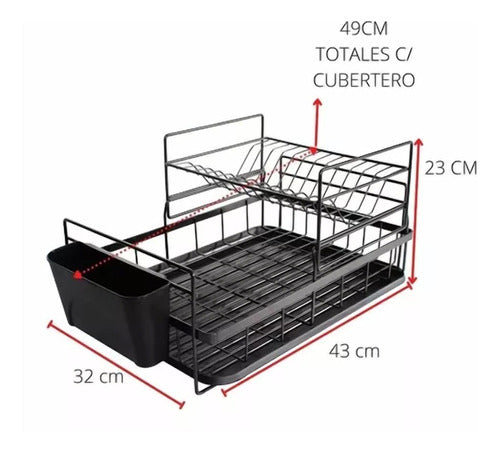 Vonne 2-Tier Dish Rack 43 X 32 X 24 Cm - Black 1