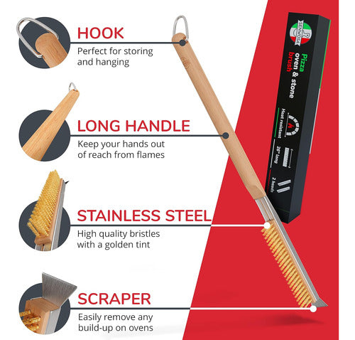 Senwosa Pizza Oven Brush 66cm with Scraper and Extra Handle 6