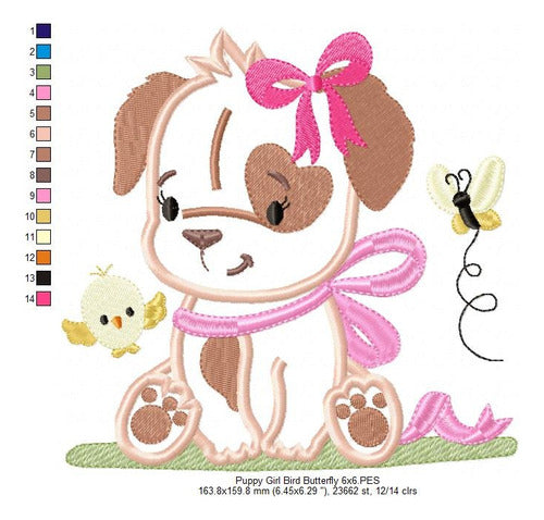 Elma Matrices Embroidery Machine Children's Design - Dog Girl Bow 2746 4