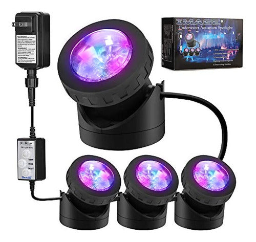 BrainyTrade Pond Lights Remote Control Submersible [Set of 4] with Timer 0