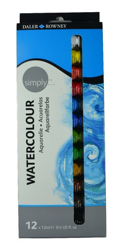 Set of 12 Professional 12ml Watercolor Paints by Daler Rowney Simply 0