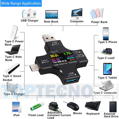 Tester USB Voltaje y Amperaje Pantalla Múltiples Puntas ® 1