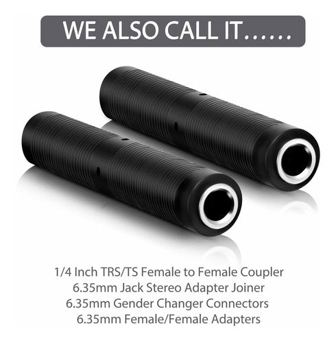 6-Pack Black 6.35mm TRS/TS Audio Connector Adapter 5