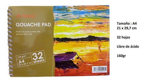 Artmate Block Gouache Pad 32 Hjs A4 21 X 29.7cm 160grs 1