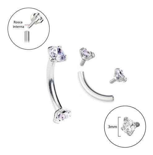 Modlover Barbell Curvo Con Zirconia Engarzada Ideal Ceja Daith Rook 4