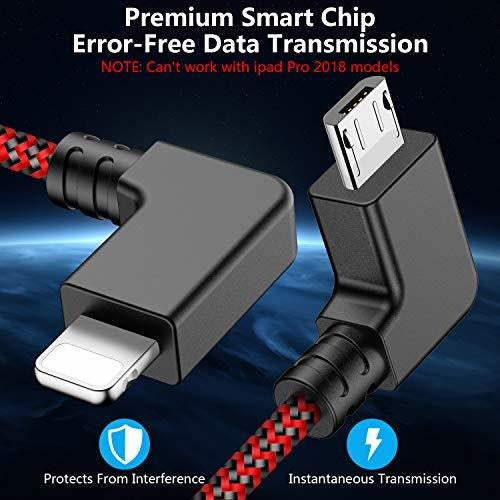 Wondrux Compatible 1ft 90 Degree Micro USB to Lightning OTG Data Cable 30cm 90 Degrees 90g 2