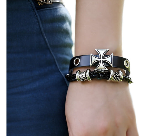 Brazalete De Punk Cruzado Ajustable De Los Hombres Brazalete 0