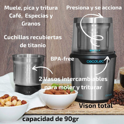 Cecotec Coffee and Spice Grinder - TitanMill 300 DuoClean 1