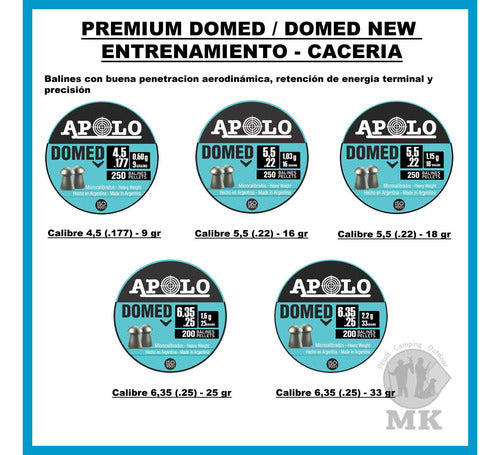 Apolo Balines Domed 6.35 33 Grain 3 Latas X 200 3