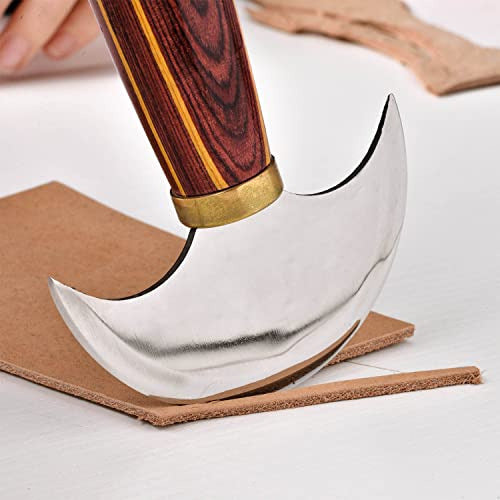 Plantional Leather Round Head Knife with Wooden Handle - Leather Working Tool for Precision Cutting (Small) 6