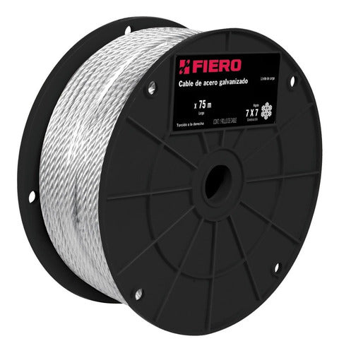 Fiero Linga Cable Acero 3/16''-4.7 Mm 75 Mt 7x7 0