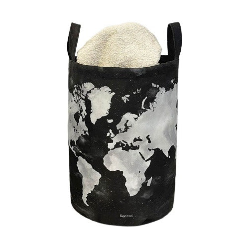 Planetaria Cesto Contenedor De Ropa, Baño Mapa Negro 0