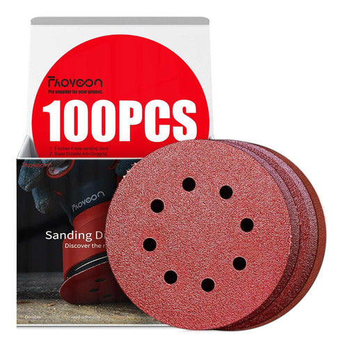 Faoyoon 5 Inch Orbital Sanding Discs, 100 Pieces, Various Grits for Wood 0