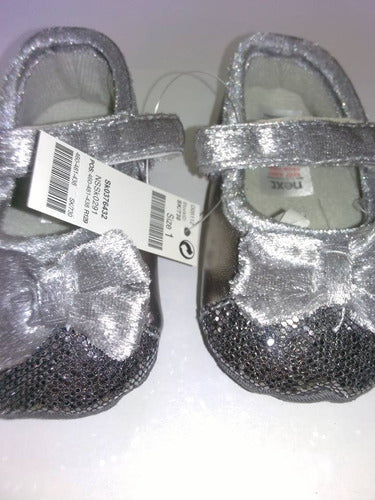 Silver Mary Janes with Sequins and Bow for Baby Girls - Imported! 5