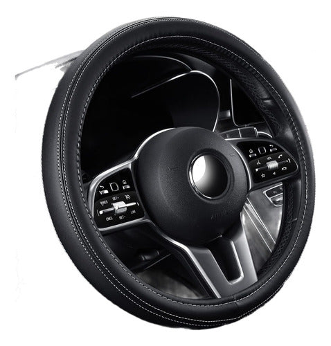 Tapha Universal Microfiber Steering Wheel Cover 37-39cm Black + White 0