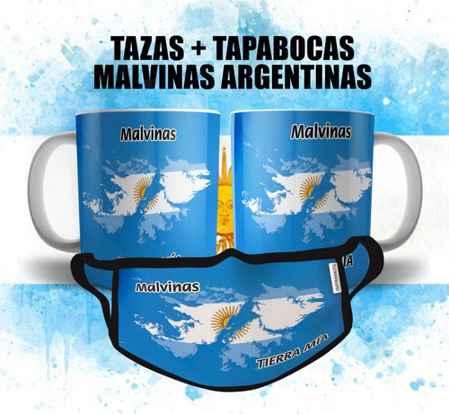 Combo Plantillas Sublimar Tazas Y Tapabocas Malvinas Diseños 7