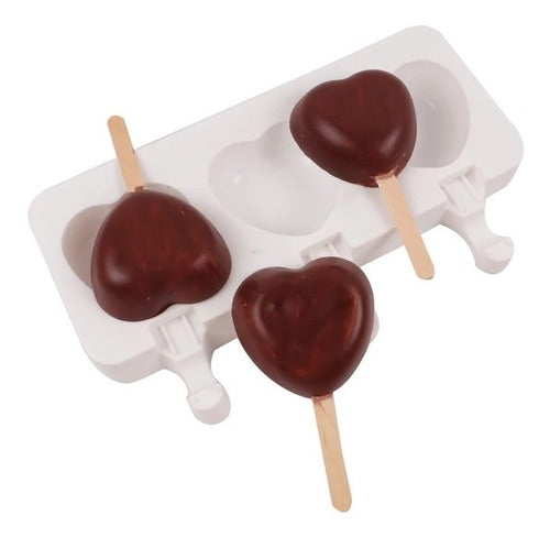 Don Alberto Heart-Shaped Silicone Ice Cream Mold x4 + 50 Sticks 0