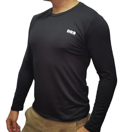 Sportcom Men's Thermal Micropolar Black Long Sleeve T-Shirt 1