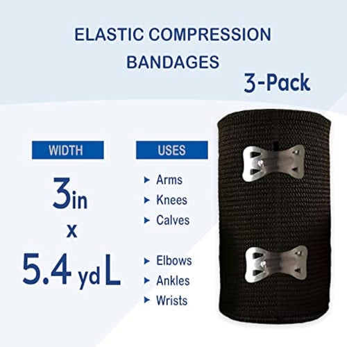 Elastic Bandage with Closure Clips, Comfortable Mixed Colors Design - Pack of 3 4