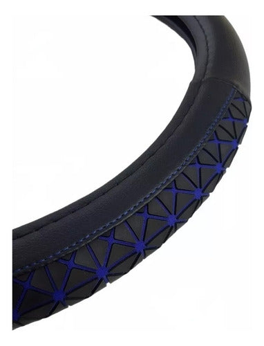 Iael Steering Wheel Cover with Rubber Detail 38cm Black with Blue 2