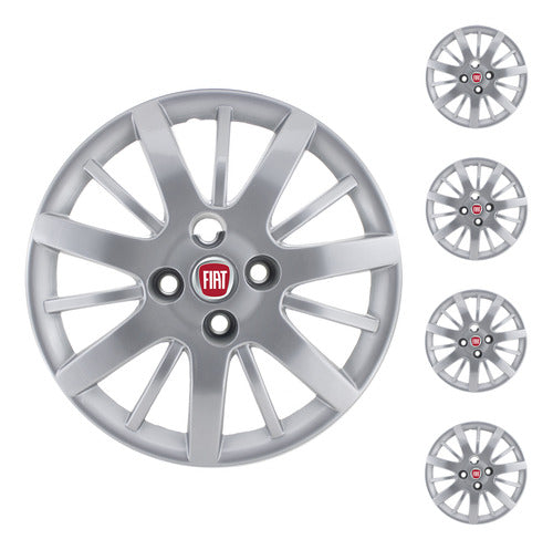 Fundicar Set of 4 Wheel Covers for Fiat Palio Siena 2008-2012 with Logo 0