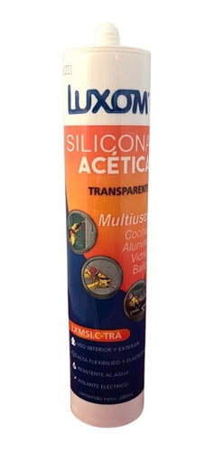Pack of 10 Luxom Acetic Silicone Cartridges 280ml Transparent 2