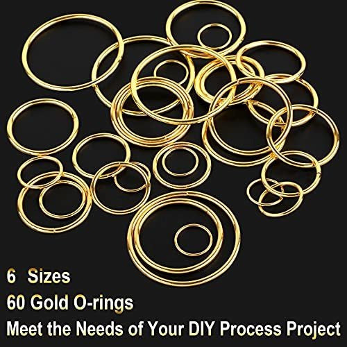 60pcs 6 Sizes Gold Metal O Rings Multi-purpose Buckle Loop Ring for Crafts - 15mm, 20mm, 25mm, 32mm, 38mm, 50mm 2
