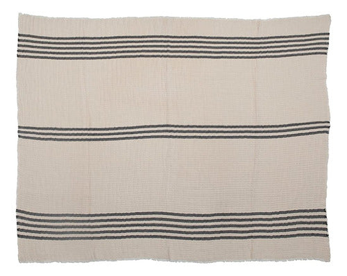 Creative Co-Op Coastal Black And White Stripe Tejed Cotton D 0