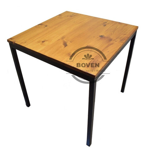 BOVEN Industrial Style Iron and Wood Brewery Bar Table 80x80 0