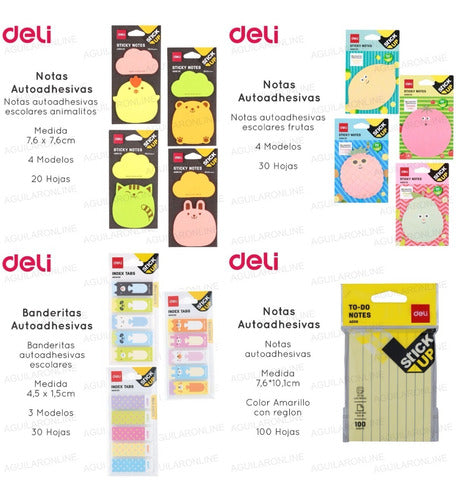 Deli Square Lined Sticky Notes Set of 3 4