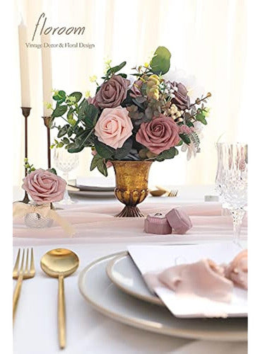 Floroom Real Looking Dusty Rose Artificial Flowers - 25 Pieces 1