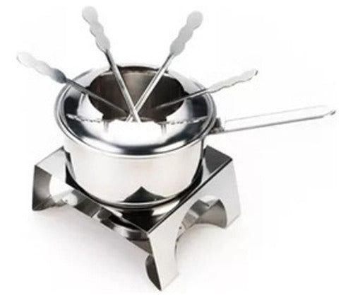 Stainless Steel Fondue Set for 6 People with Colorful Forks 0