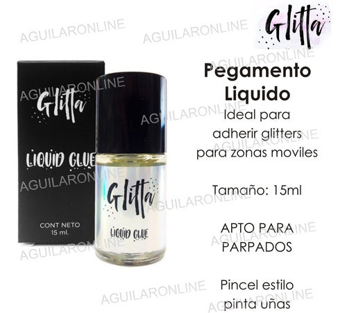 Kit Set Pegamento Liquido Glitta + Magic Glue P/ Maquillaje 2